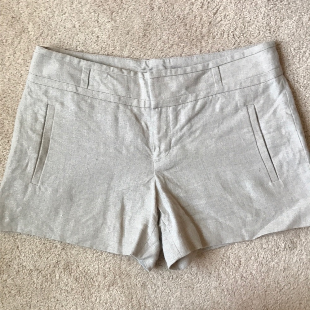 Anthropologie Tan Linen Shorts with Subtle Shimmer